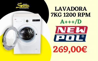 LAVADORA NEWPOL CARGA FRONTAL 7kg 1.200 RPM A+++/D – NWT1712